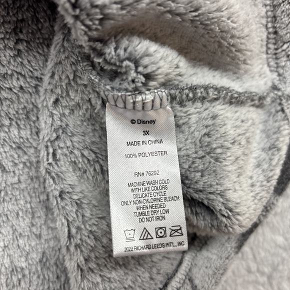 Disney Mickey & Minnie Mouse Sleepwear Full Zip Fleece Robe Jacket Gray Size 3X - Picture 6 of 7